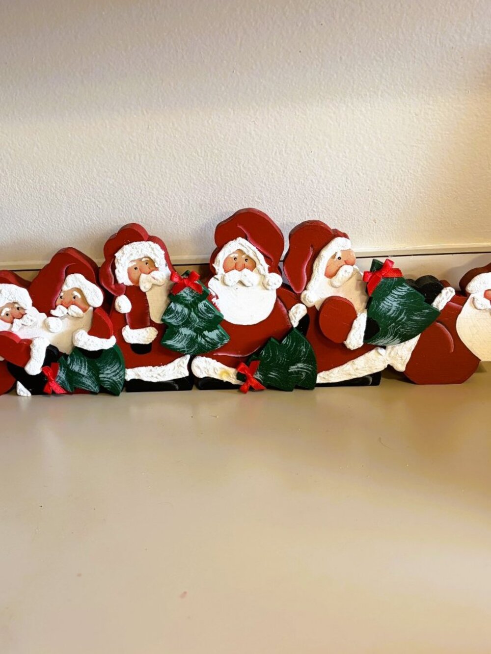 Handmade Wooden Santa Claus Banner Table Wall Christmas Decor Whimsical 20"